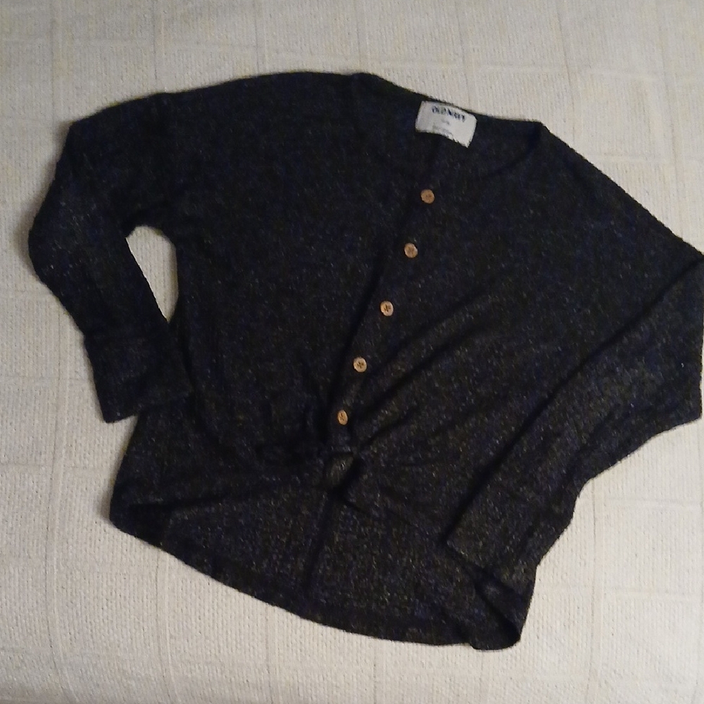 Old Navy Black Kids Shirt with Wooden Buttons